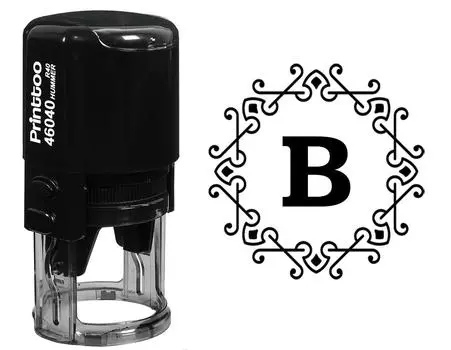 Printtoo B Alphabet Monogram Octagon Celtic Swirl Frame R-40 Self Inking Rubber Stamp Office 30 mm Diameter (Approx) синий