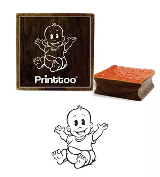 Printtoo Baby Boy Design Square Rubber Baby Shower Stamp Скрапбукинг Изготовление деревянных штампов-2 x 2 2 x 2 Inches коричневый