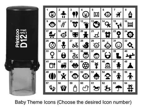 Printtoo Baby Theme Icons Round Rubber Stamp Self Inking Stamper 12 mm Approx 12 mm Diameter (Impressions-21) чёрный