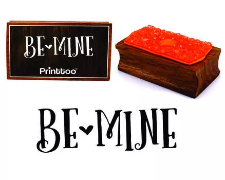Printtoo Be Mine Calligraphy Прямоугольный деревянный резиновый штамп 2.5 x 0.634 Inches коричневый