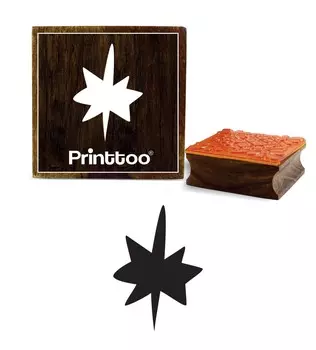 Printtoo Bethlehem StarA Design Craft Textile Brown Square Wooder Rubber Stamp-2 x 2 2 x 2 Inches коричневый