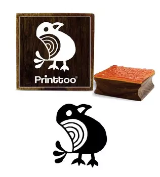 Printtoo Bird Design Square Diary Card Деревянная резиновая печать Коричневый блок печати-2 x 2 2 x 2 Inches коричневый