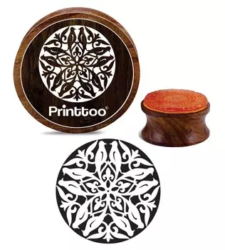 Printtoo Bird Mandala Pattern Деревянный круглый резиновый штамп Scrap-booking Craft Textile Stamps-2 2 Inch коричневый