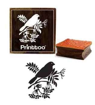 Printtoo Bird Pattern Скрап-букинг Квадратный штамп Коричневые деревянные резиновые штампы-2 x 2 2 x 2 Inches коричневый