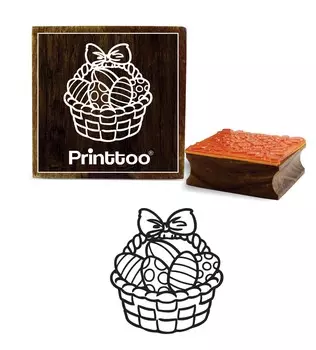 Printtoo Bread Basket Scrap-Booking Square Brown Wooden Rubber Stamp Craft Stamps-3 x 3 2 x 2 Inches коричневый