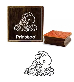 Printtoo Bunny With Easter Egg Pattern Деревянный резиновый штамп Квадратный Scrap-Booking-2 x 2 2 x 2 Inches коричневый