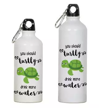 Printtoo Бутылка для воды для путешествий, которую вы должны пить больше воды Turtly Print, алюминиевая спортивная бутылка для детей 650ml/21.9oz белый