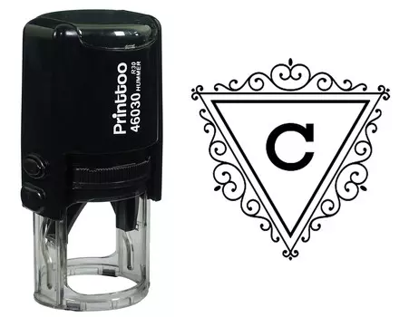 Printtoo C Алфавит Вихревой Граница Треугольник Монограмма Начальная Самостоятельная Краска Резиновая Штамп Офис 30 mm Diameter (Approx) фиолетовый