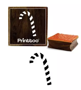 Printtoo Candy Cane Design Square Brown Wooden Rubber Stamp Diary Card Block-2 x 2 2 x 2 Inches коричневый