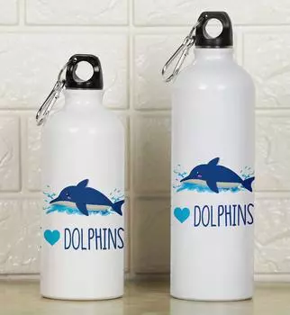 Printtoo Carabiner Clip Travel Bottle Алюминиевая бутылка с принтом дельфина для детей 650ml/21.9oz белый