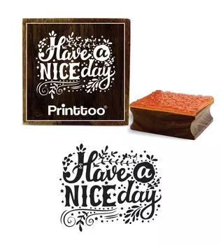 Printtoo Card Making Wooden Rubber Stamp Square Имейте хороший день Цитаты Марки-2 x 2 2 x 2 Inches коричневый