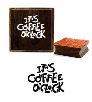 Printtoo Card Print It s Coffee O Clock Text Design Square Wooden Rubber Stamp-2 x 2 2 x 2 Inches коричневый