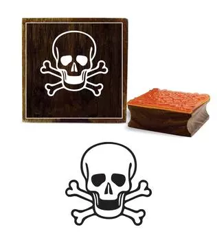 Printtoo Card Print Skull & Cross Bones Design Square Wooden Rubber Stamp Block-2 x 2 2 x 2 Inches коричневый