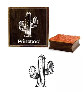 Printtoo Cartoon Cactus Tree Pattern Square Wooden Rubber Stamp Craft Diary Card-2 x 2 2 x 2 Inches коричневый