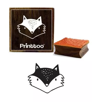Printtoo Cartoon Fox Face Design Square Wooden Rubber Stamp Scrap-booking-2 x 2 2 x 2 Inches коричневый