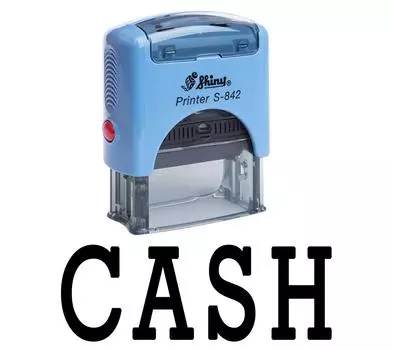 Printtoo CASH Self Inking Rubber Stamp Office Канцелярские товары Custom Shiny Stamp Impression Area 14 mm x 38 mm чёрный