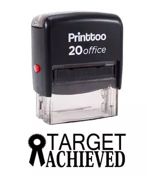 Printtoo ЦЕЛЬ ДОСТИГНУТА Самостоятельная печать резиновой печатью Офисные канцелярские товары на заказ 14 mm x 38 mm (Approx) чёрный