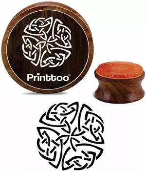 Printtoo Celtic Design Round Wooden Rubber Stamp Diary Card Brown Print Block-2 2 Inch Diameter коричневый
