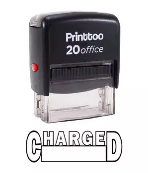 Printtoo CHARGED Self Inking Rubber Stamp Office Stationary Custom 14 mm x 38 mm (Approx) чёрный