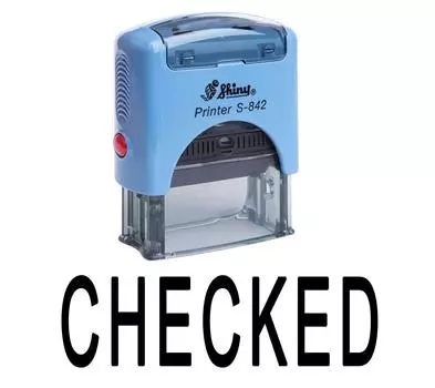 Printtoo CHECKED Self Inking Rubber Stamp Custom Shiny Office Канцелярские товары Impression Area 14 mm x 38 mm красный