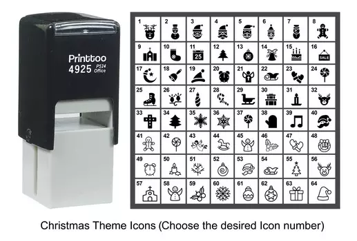 Printtoo Christmas Theme Icons Rubber Stamp Self Inking Stamper 24 mm Approx 24 mm (Impressions-49) фиолетовый