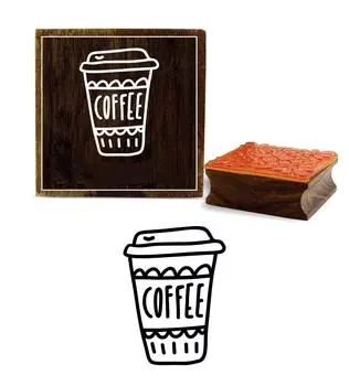 Printtoo Coffee Cup Design Diary Card Print Square Wooden Rubber Stamp Block-2 x 2 2 x 2 Inches коричневый