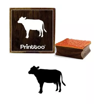 Printtoo Cow Design Scrap-Booking Деревянный резиновый штамп Квадратный дневник Блок-2 x 2 2 x 2 Inches коричневый
