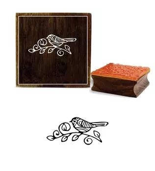 Printtoo Craft Diary Card Print Bird & Leaf Design Square Wooden Rubber Stamp-2 x 2 2 x 2 Inches коричневый