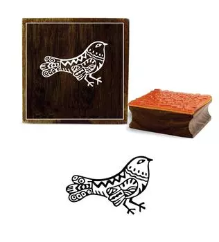Printtoo Craft Textile Bird Design Diary Card Print Square Wooden Rubber Stamp-2 x 2 2 x 2 Inches коричневый