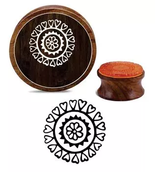 Printtoo Craft Textile Card Print Mandala Pattern Round Wooden Rubber Stamp-2 2 Inch Diameter коричневый