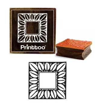 Printtoo Craft Textile Leaf Frame Pattern Square Wooden Rubber Stamp Scrap-booking-2 x 2 2 x 2 Inches коричневый