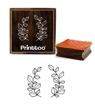Printtoo Craft Textile Leaf Wreath Design Brown Square Wooden Rubber Stamp Block-2 x 2 2 x 2 Inches коричневый