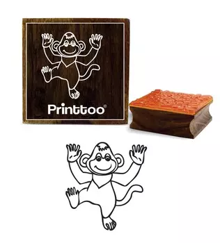 Printtoo Craft Textile Monkey Pattern Square Wooden Rubber Stamp Scrap-booking-2 x 2 2 x 2 Inches коричневый