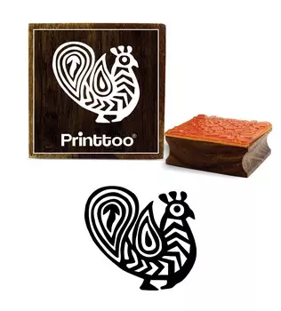 Printtoo Craft Textile Print Pattern Павлин Квадратный деревянный резиновый штамп Коричневый блок-2 x 2 2 x 2 Inches коричневый