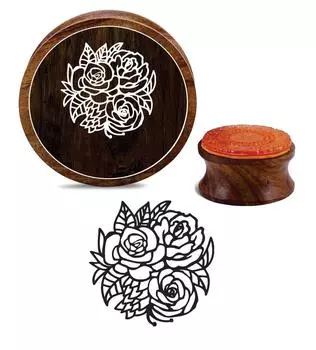 Printtoo Craft Textile Rose Цветочный узор Круглый деревянный резиновый штамп Scrap-booking-2 2 Inch Diameter коричневый