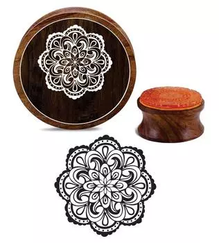 Printtoo Craft Textile Round Stamp Деревянные резиновые штампы Цветочный узор мандалы Scrap-booking-2 2 Inch коричневый