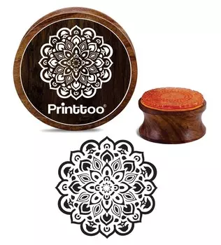 Printtoo Craft Textile Round Stamp Scrap-booking Цветочные деревянные резиновые штампы DIY-2 2 Inch коричневый