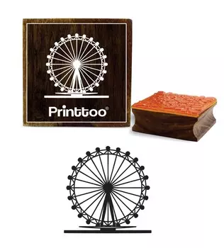 Printtoo Craft Textile Square London Eye Pattern Деревянный резиновый штамп Scrap-booking-2 x 2 2 x 2 Inches коричневый