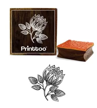 Printtoo Craft Textile Square Scrap-booking Цветочный узор Деревянные резиновые штампы-2 x 2 2 x 2 Inches коричневый