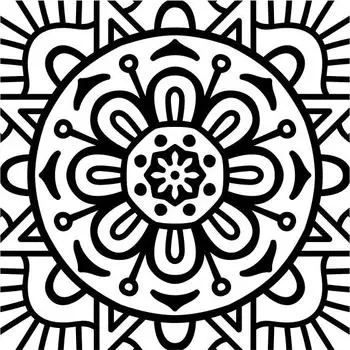 Printtoo Craft Textile Square Stamp Mandala Цветочный узор Деревянные резиновые штампы-2 x 2 2 x 2 Inches коричневый