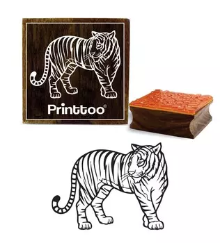 Printtoo Craft Textile Tiger Pattern Square Wooden Rubber Stamp Scrap-booking-2 x 2 2 x 2 Inches коричневый