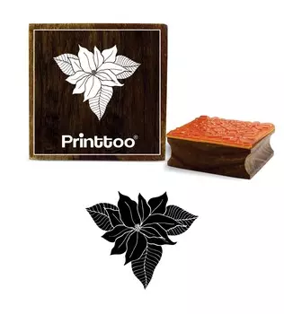 Printtoo Crafting Square Brown Wooden Rubber Stamp Цветочный дизайн Craft Textile-2 x 2 2 x 2 Inches коричневый