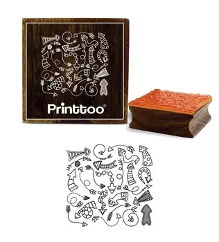 Printtoo Crafting Square Wooden Rubber Stamp Tribal Arrows Pattern Diary Card Block-2 x 2 2 x 2 Inches коричневый