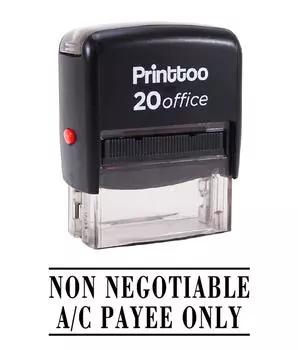 Printtoo Custom Stamp NON NEGOTIABLE A C PAYEE ONLY Self Inking Rubber Stamp Office 14 mm x 38 mm (Approx) чёрный