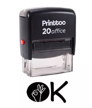 Printtoo Custom Stamp Office Stationary OK Self Inking Rubber Stamp-Black 14 mm x 38 mm (Approx) чёрный