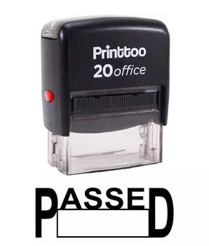 Printtoo Custom Stamp PASSED Self Inking Rubber Stamp Office 14 mm x 38 mm (Approx) красный