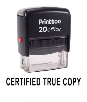 Printtoo Custom Stamp СЕРТИФИЦИРОВАННАЯ ИСТИННАЯ КОПИЯ Самостоятельная резиновая печать Office 14 mm x 38 mm (Approx) чёрный
