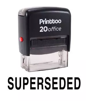 Printtoo Custom Stamp SUPERSEDED Самопечатающийся резиновый штамп Office 14 mm x 38 mm (Approx) чёрный