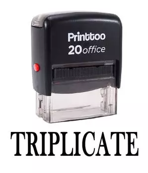 Printtoo Custom Stamp TRIPLICATE Self Inking Rubber Stamp Office 14 mm x 38 mm (Approx) чёрный