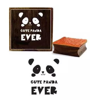 Printtoo Cute Panda Ever Text With Panda Face Design Square Wooden Rubber Stamp-2 x 2 2 x 2 Inches коричневый